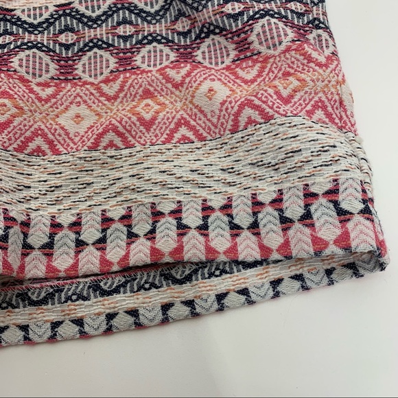 Dalia Woven Boho Tribal Aztec Cotton Shorts Pink White Multicolored Size 2 - Picture 3 of 14